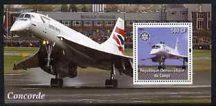 Congo 2004 Concorde #1 perf souvenir sheet with Rotary Logo, unmounted mint