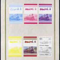Tuvalu - Nanumaga 1985 Locomotives (Leaders of the World) 60c (Copper Nob) set of 7 imperf progressive proof pairs comprising the 4 individual colours plus 2, 3 and all 4 colour composites mounted on special Format International c……Details Below