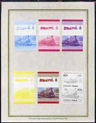 Tuvalu - Nanumaga 1985 Locomotives (Leaders of the World) 60c (Copper Nob) set of 7 imperf progressive proof pairs comprising the 4 individual colours plus 2, 3 and all 4 colour composites mounted on special Format International c……Details Below