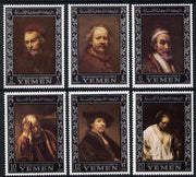 Yemen - Royalist 1967 Rembrandt perf set of 6 (borders in silver) unmounted mint SG R205-10, Mi 284-89A