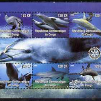 Congo 2004 Dolphins perf sheetlet containing 6 values, with Rotary Logo unmounted mint