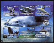 Congo 2004 Dolphins perf sheetlet containing 6 values, with Rotary Logo unmounted mint