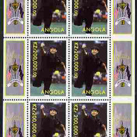 Angola 1999 Golf - Payne Stewart perf sheetlet containing 6 values unmounted mint. Note this item is privately produced and is offered purely on its thematic appeal