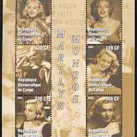 Congo 2004 Marilyn Monroe #3 (yellow-brown background) perf sheetlet containing 6 values, unmounted mint