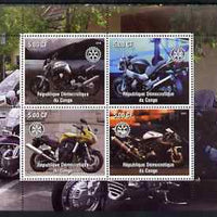 Congo 2003 Modern Motorcycles #1 perf sheetlet containing 4 values each with Rotary Logo, unmounted mint
