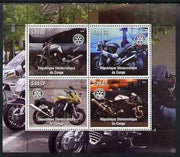 Congo 2003 Modern Motorcycles #1 perf sheetlet containing 4 values each with Rotary Logo, unmounted mint