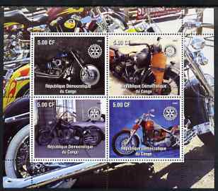 Congo 2003 Modern Motorcycles #2 perf sheetlet containing 4 values each with Rotary Logo, unmounted mint