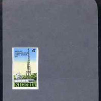 Nigeria 1971 Opening of Earth Satellite Station - 4d imperf machine proof (as issued stamp) mounted on small piece of grey card believed to be as submitted for final approval