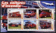 Ivory Coast 2003 Fire Engines #1 perf sheetlet containing set of 6 values (each with Scout Logo & Concorde in Margin) unmounted mint