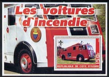 Ivory Coast 2003 Fire Engines #1 perf m/sheet (with Scout Logo) unmounted mint