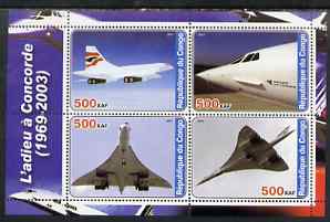 Congo 2003 Concorde #2 perf sheetlet containing set of 4 values unmounted mint