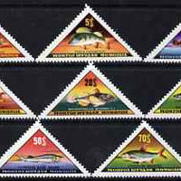 Mongolia 1962 Fishes Triangular perf set of 8 unmounted mint, SG 295-302