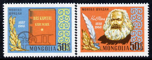Mongolia 1968 150th Birth Anniversary of Karl Marx, perf set of 2 unmounted mint, SG 477-78