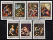 Mongolia 1968 20th Anniversary of UNESCO - Paintings by Europen Masters perf set of 7 unmounted mint, SG 498-504