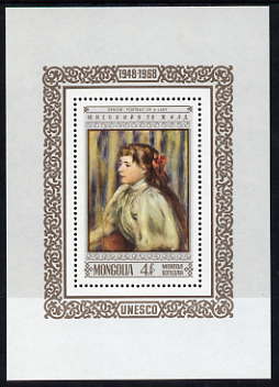 Mongolia 1968 20th Anniversary of UNESCO - Paintings by Europen Masters (Renoir) perf m/sheet unmounted mint, SG MS 505