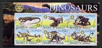 Somalia 2002 Dinosaurs perf sheetlet #3 containing six values each with Rotary Logo, fine cto used