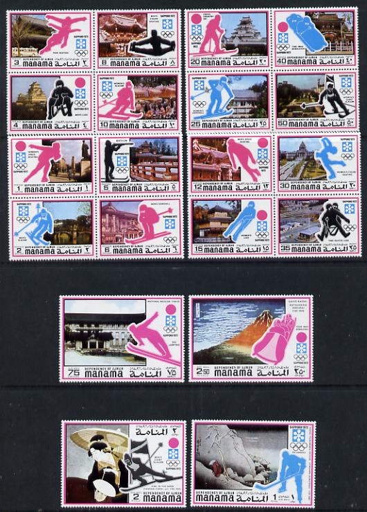 Manama 1971 Sapporo Winter Olympics (2nd issue) perf set of 20 values unmounted mint, Mi 376-95A
