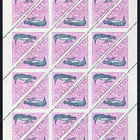 Liberia 1953 Kingfisher 5c Triangular imperf on 2 sides, unmounted mint complete sheet of 24, as SG 738