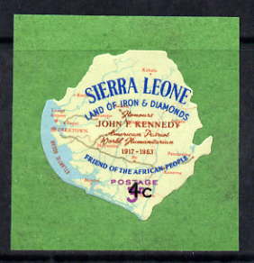 Sierra Leone 1964-66 Surcharged 2nd issue 4c on 3d (Kennedy & Map) unmounted mint SG 330*
