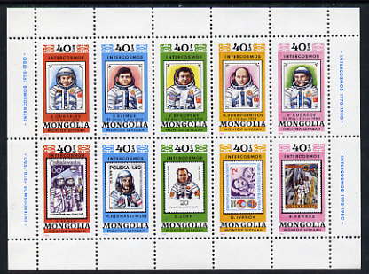 Mongolia 1980 Intercosmos Space Programme perf sheetlet containing set of 10 values, unmounted mint SG 1297a