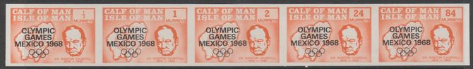 Calf of Man 1968 Olympic Games Mexico overprinted on Churchill imperf set of 5 in orange unmounted mint (Rosen CA129a-33a)