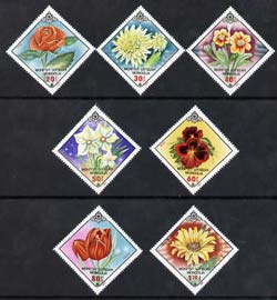 Mongolia 1983 Flowers Diamond shaped perf set of 7 unmounted mint SG 1531-37