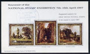 Exhibition souvenir sheet for 1967 National Stamp Exhibition showing 3 paintings by Constable with Exhibition cachet unmounted mint