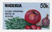 Nigeria 1992 Conference on Nutrition - original hand-painted artwork for 50k value (Fruit & Vegetables) by NSP&MCo Staff Artist Clement O Ogbebor on card 9"x5" endorsed A3