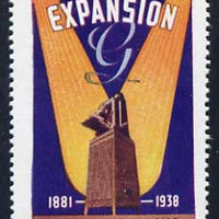 Cinderella - 1938 perf label for Gestetner Duplicator Anniversary insc 'Expansion' with full gum