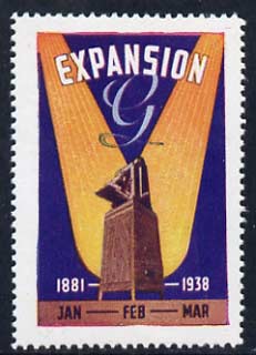 Cinderella - 1938 perf label for Gestetner Duplicator Anniversary insc 'Expansion' with full gum
