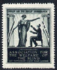 Cinderella - WW1 (?) perf label in dark green for Association for Welfare for the Blind showing 'Hope' and blind-folded man, with full gum
