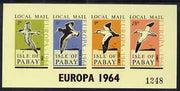 Pabay 1964 Europa (Birds) imperf sheetlet containing set of 4 on yellow paper unmounted mint (Rosen PA17)