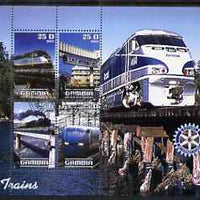 Gambia 2003 Modern Trains perf sheetlet containing 4 values with Rotary logo, fine cto used