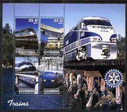 Gambia 2003 Modern Trains perf sheetlet containing 4 values with Rotary logo, fine cto used