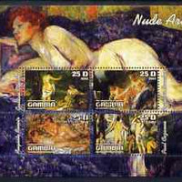 Gambia 2003 Nude Art perf sheetlet containing 4 values, fine cto used (Renoir, Courbet, Boucher & Cezanne)