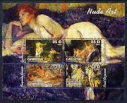 Gambia 2003 Nude Art perf sheetlet containing 4 values, fine cto used (Renoir, Courbet, Boucher & Cezanne)