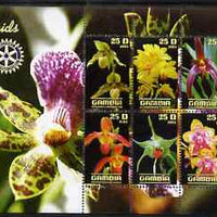 Gambia 2003 Orchids perf sheetlet containing 6 values with Rotary logo, fine cto used
