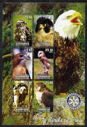 Gambia 2003 Birds of Prey perf sheetlet containing 6 values with Rotary logo, fine cto used