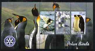 Gambia 2003 Polar Birds perf sheetlet containing 3 values with Rotary logo, fine cto used
