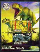 Gambia 2003 Prehistoric World perf sheetlet containing 2 values with Rotary logo, fine cto used