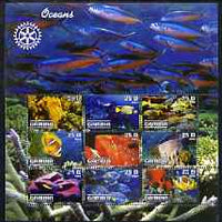 Gambia 2003 Ocean Life perf sheetlet containing 9 values with Rotary logo, fine cto used