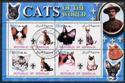 Somalia 2002 Domestic Cats of the World perf sheetlet #01 containing 4 values each with Scout Logo, fine cto used