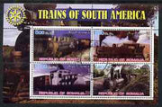 Somalia 2002 Trains of South America perf sheetlet containing 4 values with Rotary Logo, fine cto used
