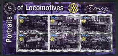 Somalia 2002 Portraits of Locomotives #1 perf sheetlet containing six values each with Rotary Logo, fine cto used