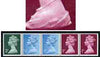 Great Britain 1971 Machin multi-value coil (2p,1/2p,1/2p,1p,1p) with constant variety 'two tiny coloured spots on Queen's Dress on 1st 1p' (ex G1 coil roll 5) unmounted mint