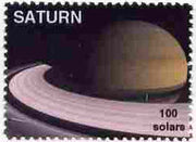 Planet Saturn (Fantasy) 100 solars perf label for inter-galactic mail unmounted mint on ungummed paper
