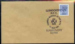 Postmark - Great Britain 1981 cover for Llandovery RFC with illustrated (Founder Member of the WRU) cancel