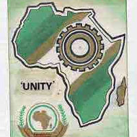 Nigeria 1988 25th Anniversary of OAU - original hand-painted artwork for 30k value (Unity with Cogwheel & Map) by Godrick N Osuji on card 5"x9" endorsed B1