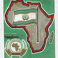 Nigeria 1988 25th Anniversary of OAU - original hand-painted artwork for 50k value (Freedom with Flag & Map) by Godrick N Osuji on card 5"x9" endorsed C1