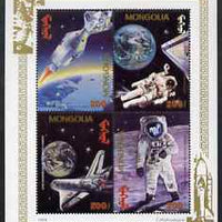 Mongolia 1994 25th Anniversary of First Manned Moon landing perf m/sheet containing set of 4 unmounted mint, SG 2467